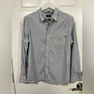 Dockers Men's Casual Striped Shirt Slim Fit Blue and White Size XL